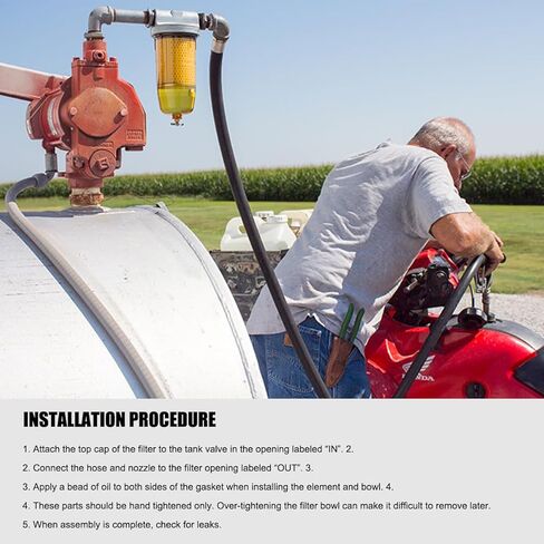 496 Fuel Tank Filter Assembly, 30 Micron Max 25 Gpm 150 Psi Diesel Water Separator with Wrench & Tape, Diesel Fuel Tank Filter Replacement with 1" NPT Top Cap Replace# B10-AL in Kuwait