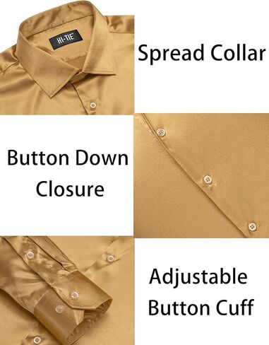 Hi-Tie Boys Satin Long Sleeve Dress Shirt Luxrury Regular Fit Formal Wedding Party Button Down Shirt for Kids in Saudi Arabia