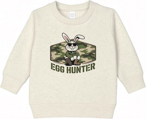 Camo Bunny Easter Egg Hunter Kids Toddler Fleece Crewneck Sweatshirt in Saudi Arabia