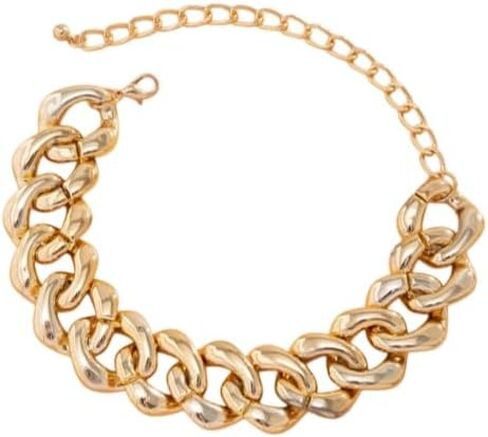 Fashion Gold Silver Punk Cuban Link Chain Choker Bohemian Chunky Chain Necklace Punk Gothic Hip Hop Metal Necklaces Plastic Chunky Curb Chain Necklace for Women Girs in Kuwait