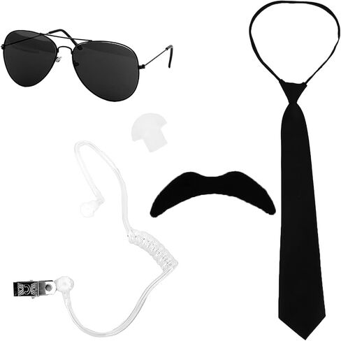 CURASA Black Agent Costume for Men Secret Service Costume Set Spy Costume Accessories for Halloween Men Women Black Sunglass Costume Outfit in Kuwait