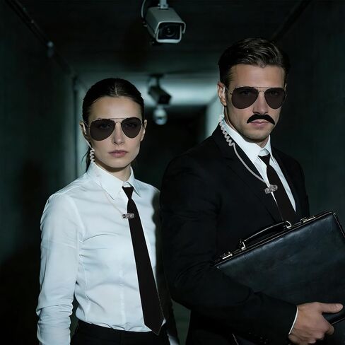 CURASA Black Agent Costume for Men Secret Service Costume Set Spy Costume Accessories for Halloween Men Women Black Sunglass Costume Outfit in Kuwait