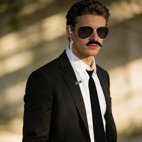 CURASA Black Agent Costume for Men Secret Service Costume Set Spy Costume Accessories for Halloween Men Women Black Sunglass Costume Outfit in Kuwait