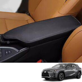 ملحقات داخلية مخصصة لسيارة Lexus UX 200 250h 2019 2020 2021 2022 2023 غطاء صندوق مسند الذراع المركزي من الجلد مسند الذراع وسادة حماية مسند الذراع المركزي (أسود مع خياطة رمادية) in Kuwait