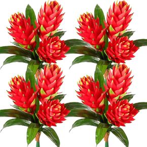 Hotop 2 حزم مزدوجة بروميلياد زهرة اصطناعية 16 بوصة نباتات الزهور الاستوائية الاصطناعية لتزيين الطبيعة في الأماكن المغلقة في الهواء الطلق in Kuwait