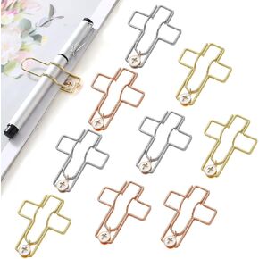 9 عبوات من حامل القلم الورقي المتقاطع مع سحر المينا المتقاطع المعدني على شكل متقاطع لأقلام القلم المرتكزة على الإيمان لأجهزة الكمبيوتر المحمولة والأناجيل والمجلات والمخططين واللوازم المكتبية، ذهبي فضي وردي ذهبي in Kuwait