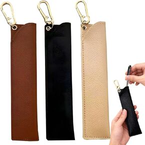 Tizee 3-Piece Pen Holder for Lanyard with Keychain Clips - 2 Pen Capacity, Anti-Lost Pencil Pouch, Leather Protective Cover for School, Office, and Business Use in Kuwait
