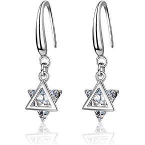 Silver Plated Star of David Dangle Earrings for Women Rhinestone Triangle Earrings Jewish Star-of-David Earring in Kuwait