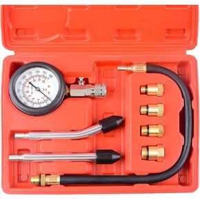 Compression Tester Kit, 0-300 PSI Petrol Engine Cylinder Pressure Test Tool with Hose & Adapters, Small Engine Compression Gauge Tool Set for Testing Car Motorcycle Snowmobile in Kuwait