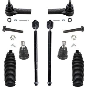 محور ديترويت - مجموعة قضبان الربط الأمامية لـ 2005-2009 Ford Escape Mazda Tribute Mercury Mariner 2006 2007 2008، 2 مفاصل كروية سفلية، 4 قضبان ربط داخلية وخارجية، 2 استبدال الأحذية [بدون هجين] in Kuwait