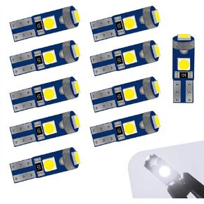 10 PCS Car LED Instrument Lights, T5 3030 3SMD Wedge Base Light, 12V Super Bright 74 37 27 17 2721 Replacement Bulbs for Car Dashboard Panel, Universal for Most Cars (White) in Kuwait
