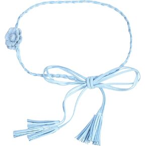 GUZOSJO النساء الفتيات زهرة مضفر حزام التعادل الخصر / حبل مع شرابة التفاف القماش أحزمة لسراويل اللباس in Kuwait