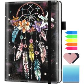 A5 Leather Lined Journal Notebook, 200 Pages Hardcover Executive Notebook for Men Women Office School Note Taking, Thick Writing Paper Daily Journal with Bookmarks/Indexes, Cute Cow Sunflower in Kuwait