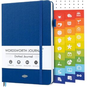 Wordsworth & Black A5 Bullet Dotted Journal 216 Dotted Pages, Hardcover Grid Dot Leather, 120 GSM Paper, Journaling Notebook for Work & Sketching, Journals for Women, Men - Gifts Box Included Black in Kuwait