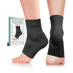 دعم وتر العرقوب مع وسادة وسادة واقية للكعب من السيليكون، جوارب ضغط لتخفيف التهاب وتر العرقوب للنساء والرجال، التهاب اللفافة الأخمصية، التهاب الجراب، زوج واحد (أسود، كبير) in Kuwait