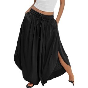 Wide Leg Pants for Women Split Side Flowy Palazzo Pants Boho Summer Beach Casual Trousers Skirt Pants with Pockets 2026 in Kuwait