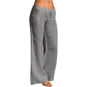 TANGNADE Linen Pants for Women Loose Fit Dressy Casual Flowy Palazzo Lounge Trousers Fashion Summer Beach Vacation Clothes in Kuwait