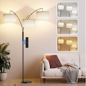 27W Floor Lamps for Living Room - Super Bright Dimmable Tree Floor Lamp, Modern Standing Lamp with Remote Control & Knob Switch, 3 Lights Tall Lamp for Living Room Corner, Bedroom, Office in Kuwait