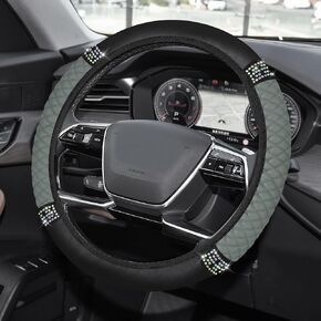 غطاء عجلة قيادة السيارة اللامع، واقي عجلة القيادة من حجر الراين، غطاء عجلة مرن للسيارة من الكريستال الماسي اللامع مقاس 14.5 إلى 15 بوصة، ملحقات السيارات للنساء تناسب المركبات (أحمر خمري) in Kuwait