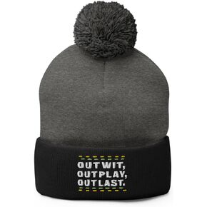 Survivor Outwit, Outplay, Outlast Pom Pom Beanie Grey/Black in Kuwait