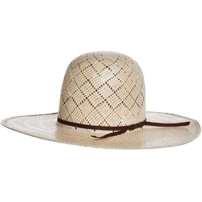Co 5050 Sand Patchwork 4 1/4in Brim Open Crown Straw Cowboy Hat Natural 73/8 in Kuwait