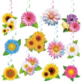 ديكور معلق حلزوني لعباد الشمس - 12 قطعة من دوامات الفراشة الزهرية لاستحمام الطفل، وعيد الأم، وحفلات الزفاف، والديكورات الورقية + PVC (مجموعة البطاقات + اللوالب) in Kuwait