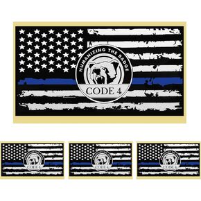 4PCS Thin Blue Line Sticker Code 4,American Flag Thin Blue Line Car Decal,Waterproof Vinyl Police Support Bumper Stickers,Reflective Support Law Enforcement Decal for Car Window Laptop in Kuwait