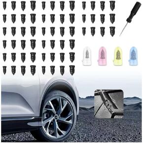 60PCS Screw in Tire Plugs Kit with 4-Size,Self-Service Tire Repair Rubber Nail Kit Includes Tires Screw Plugs & Screwdrivers,Universal Flat Tires Repair Kits for Cars,Motorcycles in Kuwait
