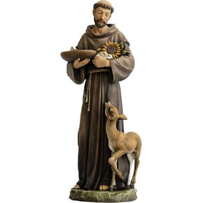 St Francis of Assisi Statue Outdoor, 22.5 Inches St Francis Bird Bath Sculpture, Hand Painted St. Francis with Animals Garden Statue for Home Yard Patio Lawn Hallway Decor (Full Color) in Kuwait