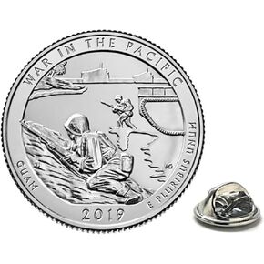 War in the Pacific Lapel Pin – 2019 Guam Quarter Coin Jewelry – WWII Memorial Design – Handmade Veteran Tribute Pin – Pacific Theater Gift in Kuwait