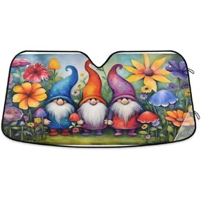 YETTASBIN Flower Gnome Car Windshield Sunshade Durable Reusable Front Automotive Sun Shade Foldable UV Sun Visor Protector for Car Truck SUV, 55 x 27.6 Inch in Kuwait