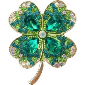 عيد القديس باتريك الأخضر أربع أوراق البرسيم بروش دبوس النساء الرجال حجر الراين ورقة بروش مطلي كريستال لاكي بادي يوم التلبيب دبوس اكسسوارات الديكور لبلوزة معطف اللباس عيد القديس باتريك مجوهرات هدية in Kuwait