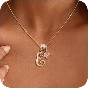 هدايا عيد الحب من تشيسكي - قلادات أولية على شكل قلب للنساء، قلادات قلادة بحروف A-Z مطلية بالذهب عيار 14 قيراط، قلادة أنيقة تحمل اسم حرف واحد فقط، قلادات ساحرة على شكل قلب، مجوهرات ذهبية عصرية in Kuwait