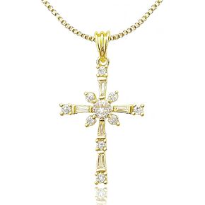 قلادة متقاطعة للنساء، قلادة متقاطعة من الذهب والفضة عيار 14 قيراط، قلادات قلادة مطلية بالألماس، قطعتان من القلائد الذهبية والفضية المتقاطعة، هدايا مجوهرات عصرية لطيفة على شكل صليب ذهبي للنساء in Kuwait