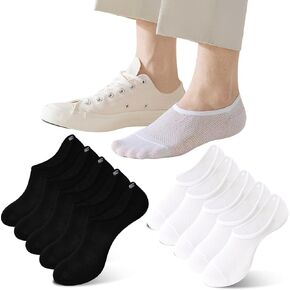 10 Pairs Black and White Nylon No Show Womens & Man, Ideal, Breathable Fit invisible liner no slip low cut socks in Saudi Arabia