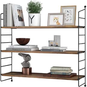 Floating Shelves Rustic Wood Wall Shelves Adjustable Metal Frame Decorative Hanging Storage Shelves for Bathroom, Living Room, Bedroom, Kitchen, Office 24 Inch (24 in) in Saudi Arabia