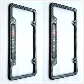 2PCS Carbon Fiber Classic License Plate Frame Cover for Toyota Holder-Stainless Steel in Saudi Arabia