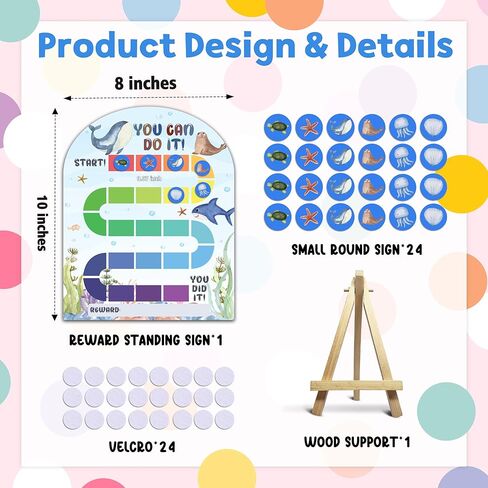 مخطط مكافآت Under The Sea، مخطط سلوك للأطفال في المنزل، لافتة مخطط حوافز خشبية مع 24 رمزًا، مخططات ملصقات تحت عنوان حيوانات المحيط، أساسيات الفصل الدراسي -03 in Kuwait