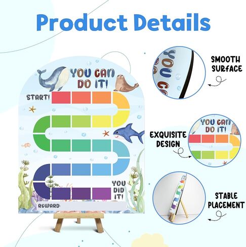 مخطط مكافآت Under The Sea، مخطط سلوك للأطفال في المنزل، لافتة مخطط حوافز خشبية مع 24 رمزًا، مخططات ملصقات تحت عنوان حيوانات المحيط، أساسيات الفصل الدراسي -03 in Kuwait