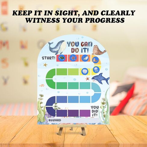 مخطط مكافآت Under The Sea، مخطط سلوك للأطفال في المنزل، لافتة مخطط حوافز خشبية مع 24 رمزًا، مخططات ملصقات تحت عنوان حيوانات المحيط، أساسيات الفصل الدراسي -03 in Kuwait