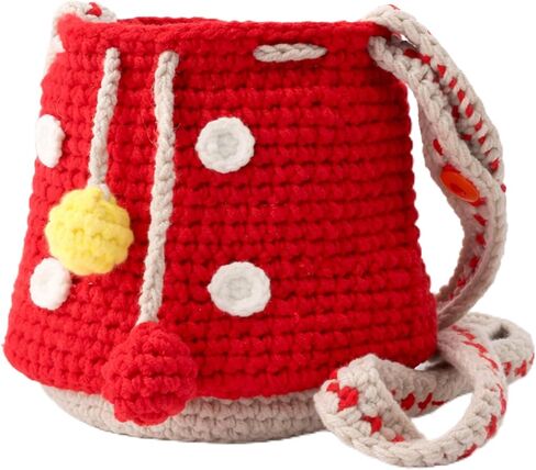 Mushroom Crossbody Purse Tote Bag for Women - Gift Bag Cute Adjustable Strap for Crochet Cottagecore Knitted Drawstring Bag in Saudi Arabia