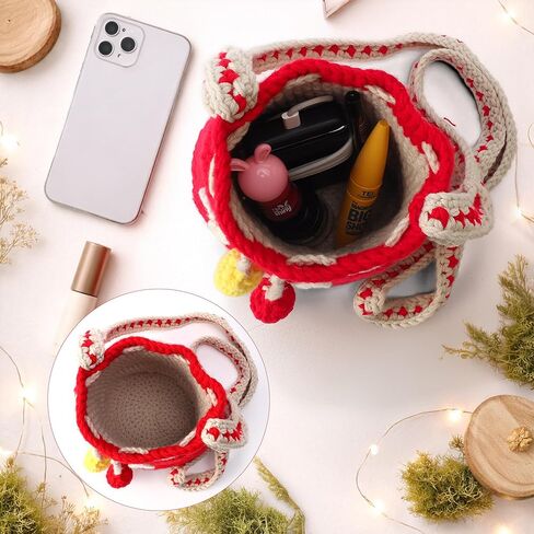 Mushroom Crossbody Purse Tote Bag for Women - Gift Bag Cute Adjustable Strap for Crochet Cottagecore Knitted Drawstring Bag in Saudi Arabia