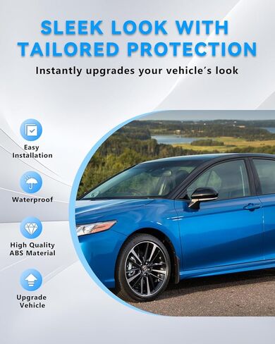 مرآة الرؤية الخلفية الجانبية لباب السيارة الخارجي لسيارة To-yota Camry 2025 2024 2023 2022 2021 2020 2019 2018 ملحقات أغطية مرآة الرؤية الخلفية (أسود لامع) in Kuwait