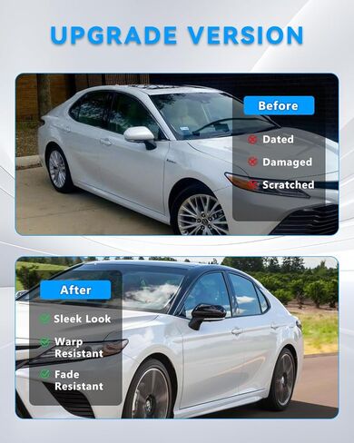 مرآة الرؤية الخلفية الجانبية لباب السيارة الخارجي لسيارة To-yota Camry 2025 2024 2023 2022 2021 2020 2019 2018 ملحقات أغطية مرآة الرؤية الخلفية (أسود لامع) in Kuwait