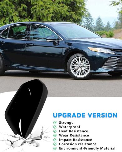 مرآة الرؤية الخلفية الجانبية لباب السيارة الخارجي لسيارة To-yota Camry 2025 2024 2023 2022 2021 2020 2019 2018 ملحقات أغطية مرآة الرؤية الخلفية (أسود لامع) in Kuwait