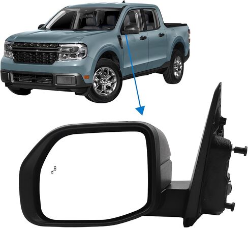 Right Passenger Side Exterior Door Mirror Compatible With 2022-2025 Ford Maverick NZ6Z-17682-L 7 Pins Power and Heated Glass Manual folding with BLIS (Blind Spot Sensor) Textured black cover in Saudi Arabia