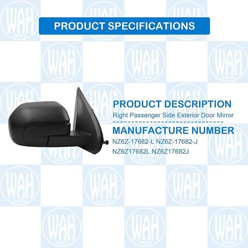 Right Passenger Side Exterior Door Mirror Compatible With 2022-2025 Ford Maverick NZ6Z-17682-L 7 Pins Power and Heated Glass Manual folding with BLIS (Blind Spot Sensor) Textured black cover in Saudi Arabia