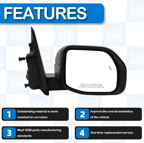 Right Passenger Side Exterior Door Mirror Compatible With 2022-2025 Ford Maverick NZ6Z-17682-L 7 Pins Power and Heated Glass Manual folding with BLIS (Blind Spot Sensor) Textured black cover in Saudi Arabia