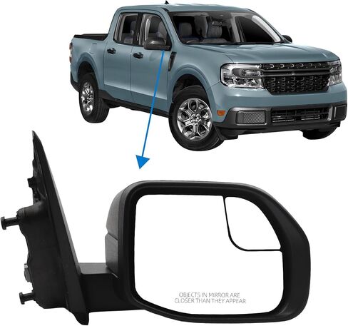 Right Passenger Side Exterior Door Mirror Compatible With 2022-2025 Ford Maverick NZ6Z-17682-L 7 Pins Power and Heated Glass Manual folding with BLIS (Blind Spot Sensor) Textured black cover in Saudi Arabia