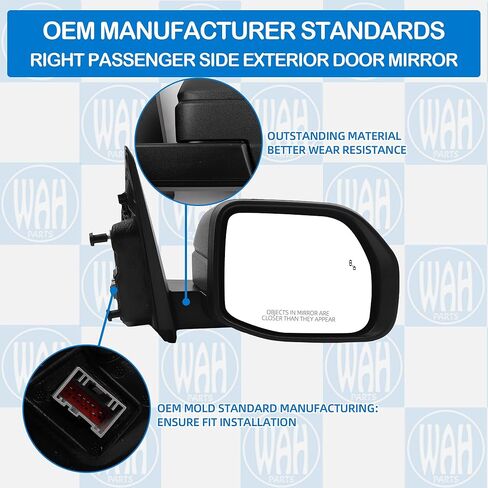 Right Passenger Side Exterior Door Mirror Compatible With 2022-2025 Ford Maverick NZ6Z-17682-L 7 Pins Power and Heated Glass Manual folding with BLIS (Blind Spot Sensor) Textured black cover in Saudi Arabia
